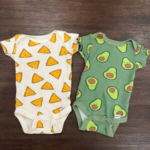 Gerber Cute Prints | Avocado & Chips Short Sleeve Bodysuits | 3-6M